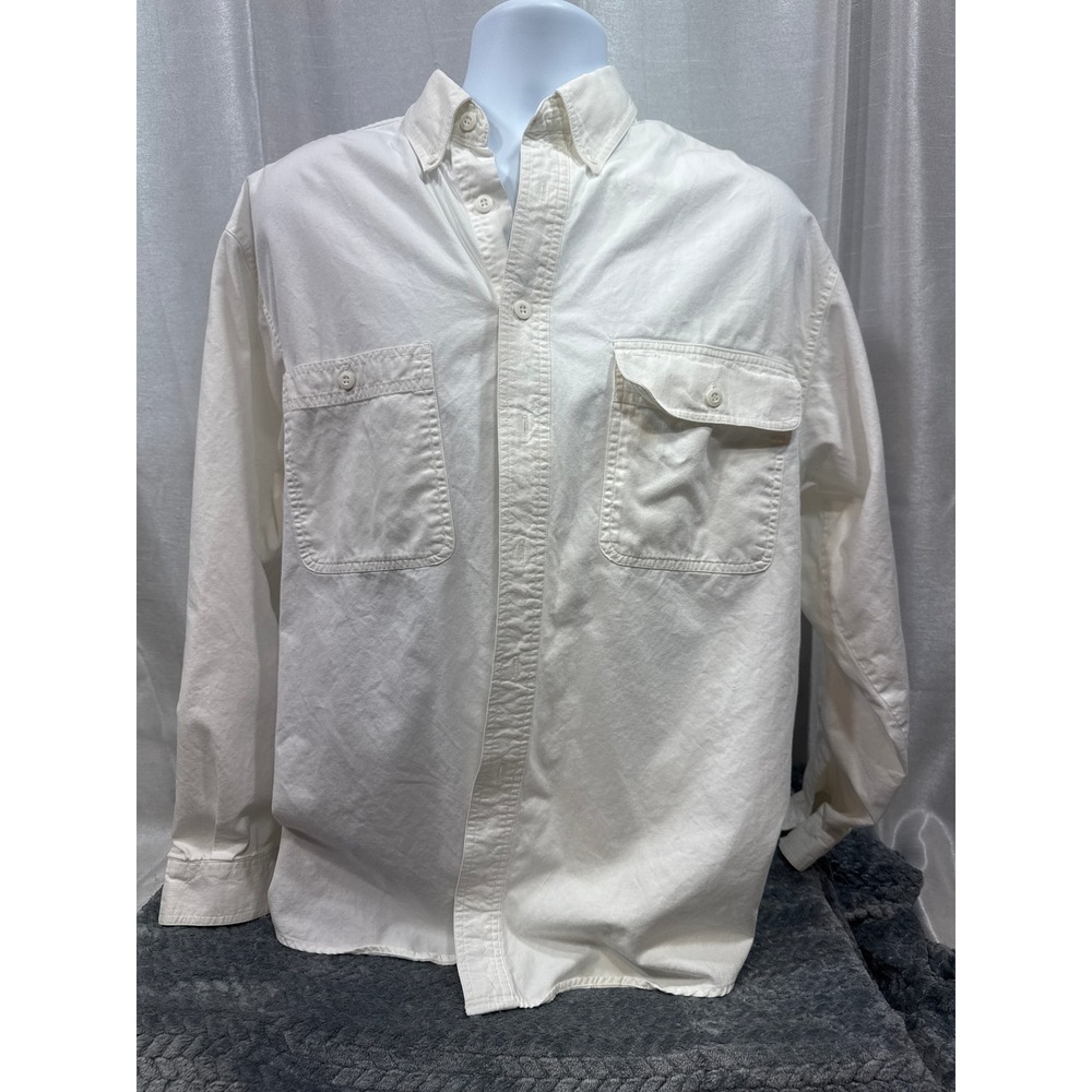 Bugle Boy Wetlands Outdoor Adventure‎ Mens Large Off White Cotton Utility Shirt